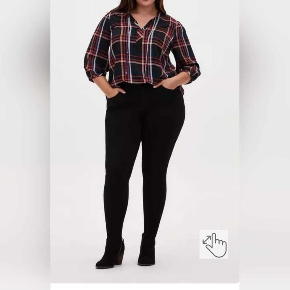 2X TORRID Rayon Twill Tie Neck Peasant Top